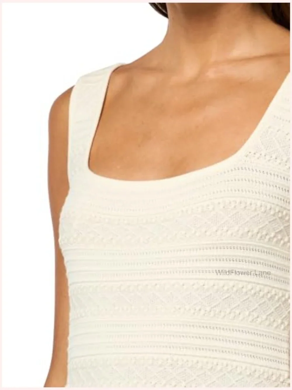 Sleeveless Square Neck Tank Top Lightweight Cotton Blend Pull On - Picture 3 of 3
